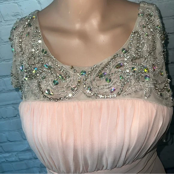 Jodi Kristopher Light Pink & Silver Bedazzled Formal Dress size 7 - Picture 3 of 10